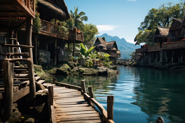 Foto moorea aldeia balinesa polinésia francesa paisagem de férias tropicais