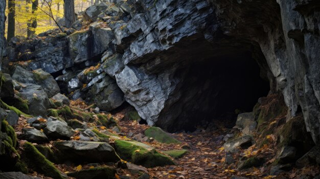 Foto moosgefüllte höhle eine erhabene wüste mit rustikalen szenen