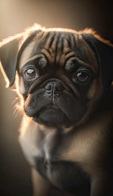 Mops Hund Nahaufnahme mit verschwommenem Hintergrund