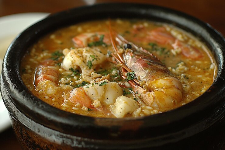 Foto moqueca aus meeresfrüchten im tropischen freien