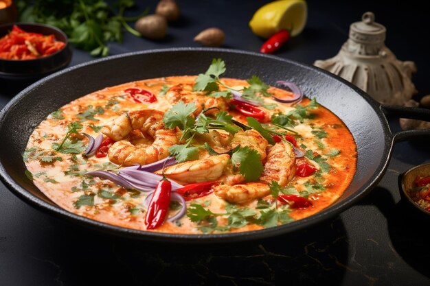 Moqueca, um guisado tradicional brasileiro com ingredientes deliciosos