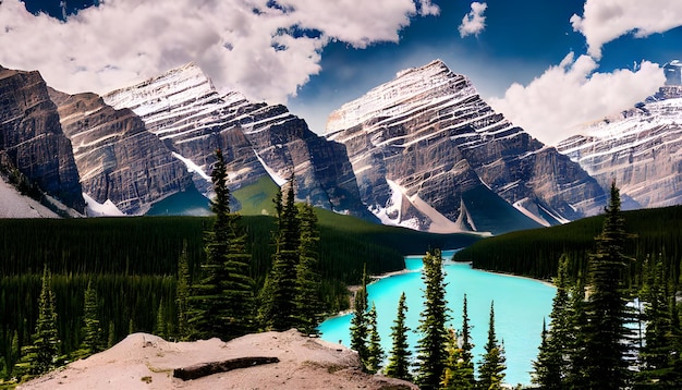 Moraine Lake bei Sonnenaufgang, Banff Nationalpark, Kanada. abstrakter Hintergrund