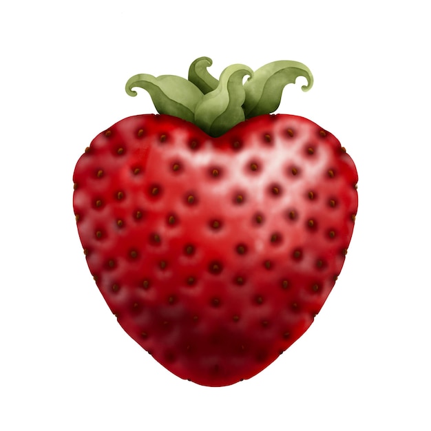 Morango em aquarela de forma de coração isolada em branco. Dia dos namorados, amor, fundo de sobremesa
