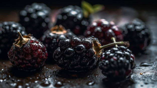 Moras en una mesa con un fondo negro