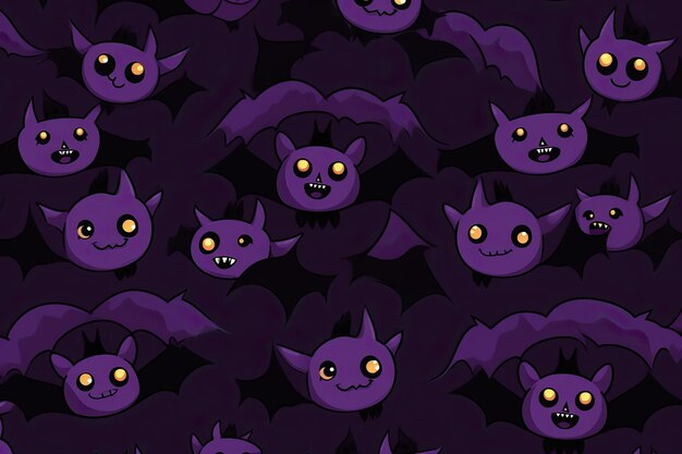 Foto morcego fofo simples halloween roxo e preto generativo ai