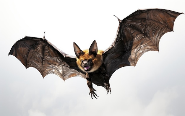 Morcego Frutífero Preto Voador Isolado Em Fundo Branco