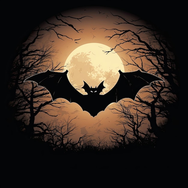 Morcego vampiro mostrado em silhueta contra a lua