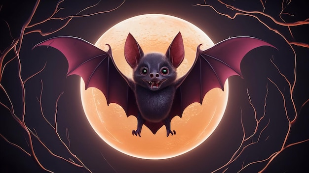 Morcego vampiro voador isolado para decoração de Halloween renderização 3D