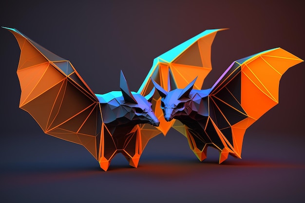 Morcegos geomatrick desenho lowpoly ilustração arte gerada por ai