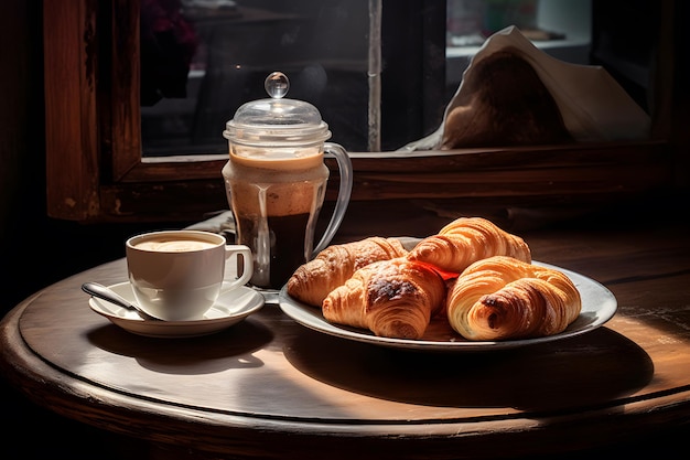 Morgengebäck und Kaffee