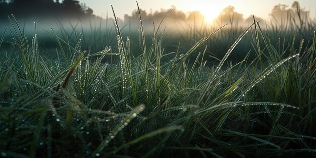 Morgengras mit Taustropfen