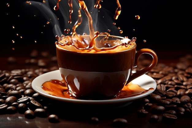 Morgenkaffee Espresso heißer Espresso in Kartonbecher Kaffee zum Spritzen