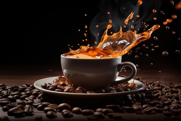 Morgenkaffee Espresso heißer Espresso in Kartonbecher Kaffee zum Spritzen