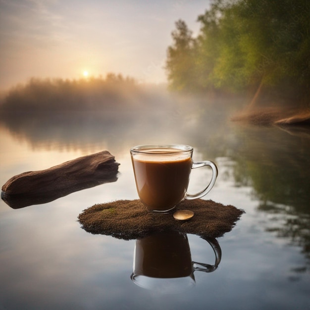 Morgenkaffee-Foto mit Naturtapeten