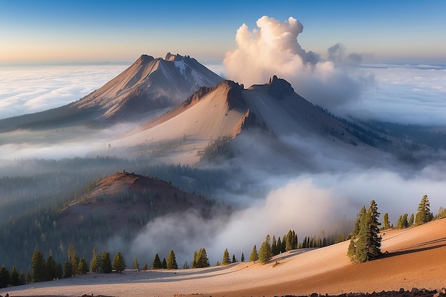 Morgennebel am Vulkan Lassen