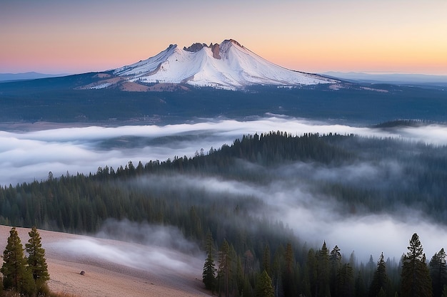 Morgennebel am Vulkan Lassen