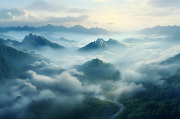 Morgennebel in den Bergen