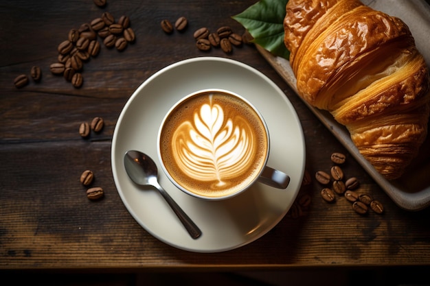 Morning Mastery Latte Art und goldene Croissants