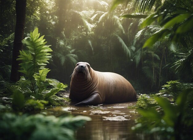 Foto una morsa en la jungla