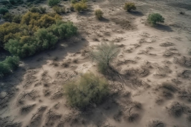 Morte da floresta seca no deserto Característica de um desastre ambiental