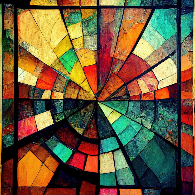 Mosaico abstracto ventana ilustración vidrieras ilustraciones colorido fondo de pantalla geométrico