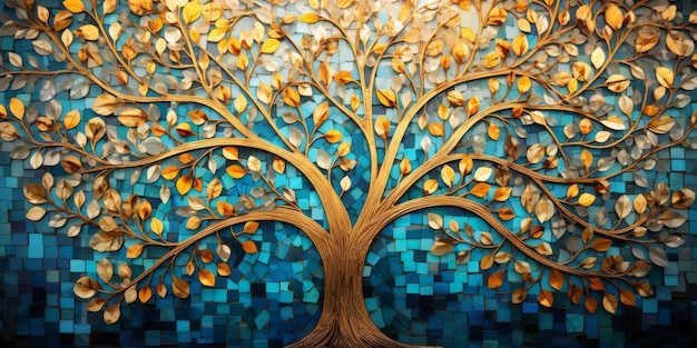 Mosaico de árbol dorado