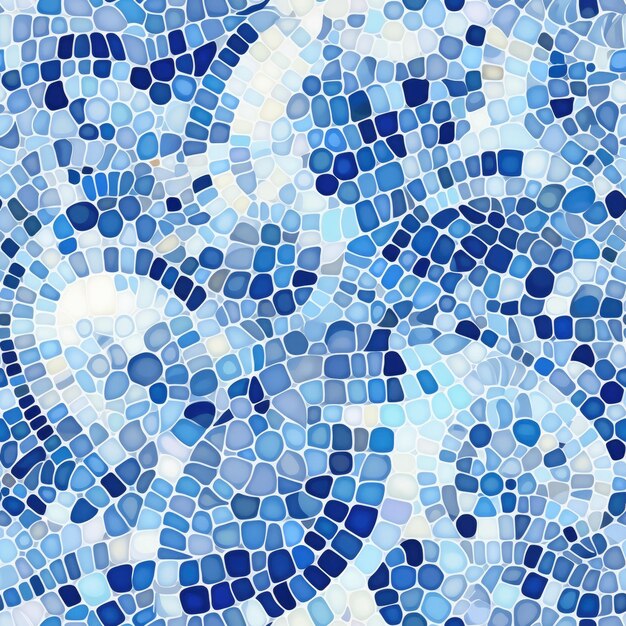 Mosaico azul e branco padrão sem costura generativo ai