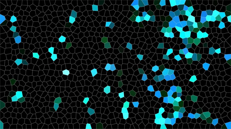 Foto mosaico azul vidrieras multicolores