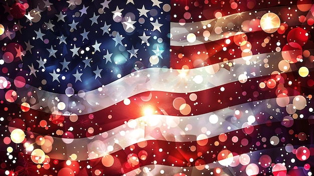 Mosaico de la bandera estadounidense Un diseño de pancarta vibrante para promociones festivas