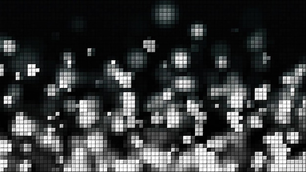 Mosaico con burbujas ascendentes plateadas y piezas cuadradas generadas por computadora representación 3D de fondo
