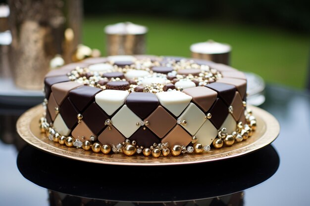 Mosaico de chocolate y pastel de galletas