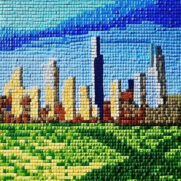 Mosaico colorido de uma cidade