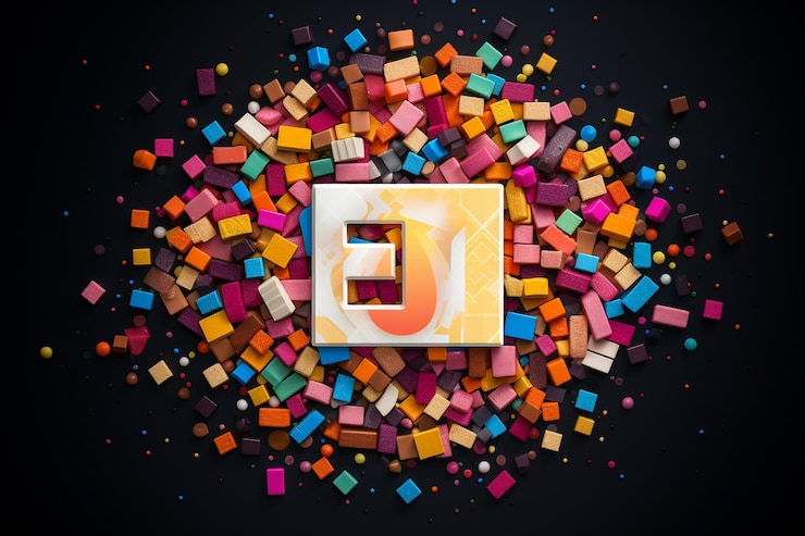 Foto un mosaico colorido con eid mubarak en el centro