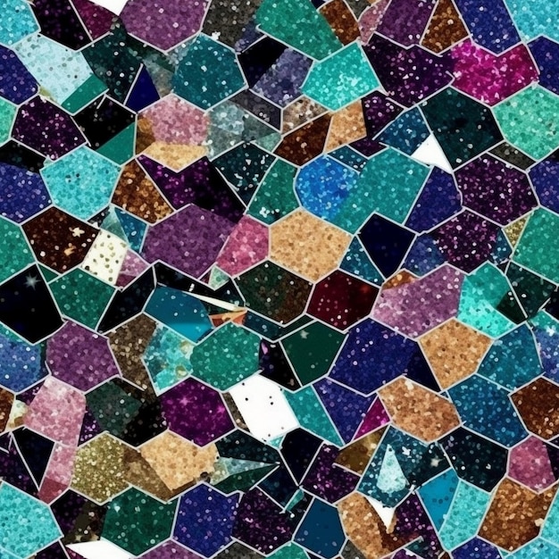 un mosaico colorido de varios colores y formas