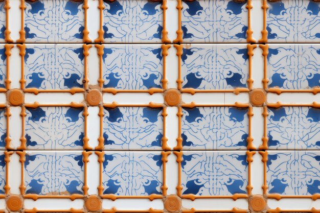 Mosaico de azulejos de cerâmica coloridos com motivos geométricos retrostilo de fundo branco