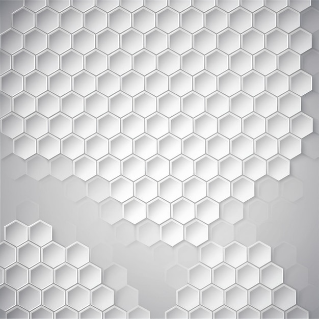 Mosaico de favo de mel 3D futurista fundo branco textura geométrica realista vetor branco abstrato