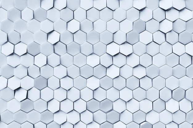 Mosaico de favo de mel de ilustração 3D Textura realista de células de grade geométrica Papel de parede cinza abstrato com grade hexagonal