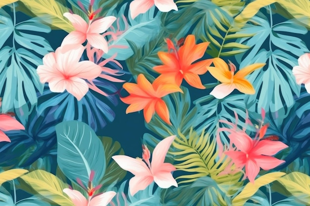 Mosaico de folhagem tropical pastel Island Oasis