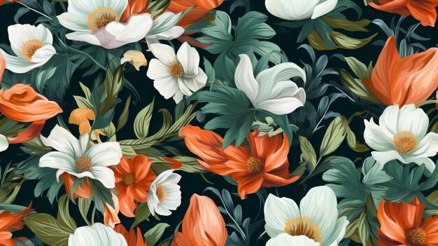Un mosaico sin fisuras de flores delicadas
