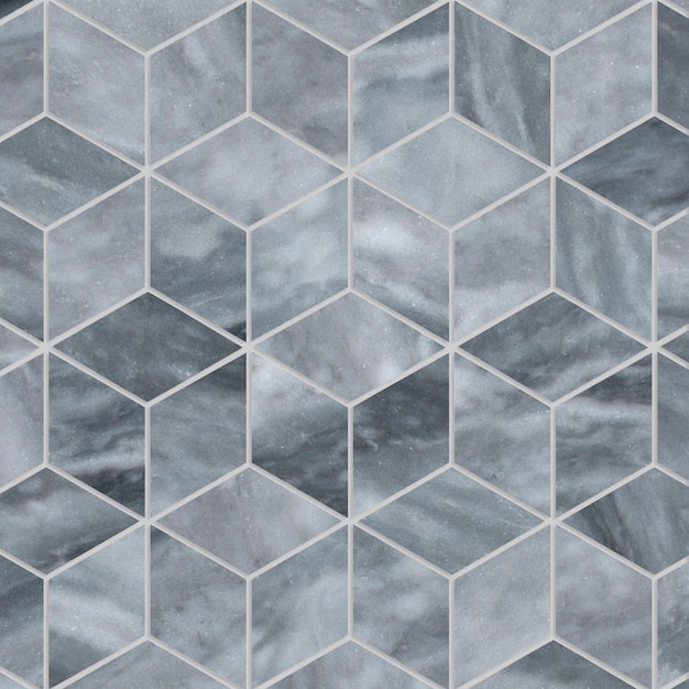 Mosaico hexagonal de mármol gris
