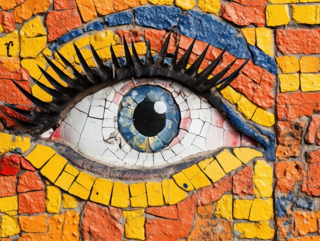 Foto un mosaico de un ojo y pestañas.