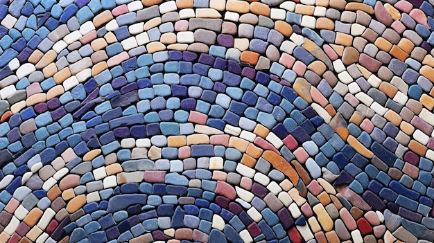 Mosaico de piedra colorido con textura de foto de fondo transparente de patrón caótico IA generativa