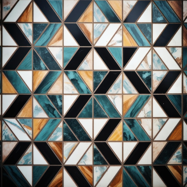 Un mosaico que tiene un diseño azul y verde.