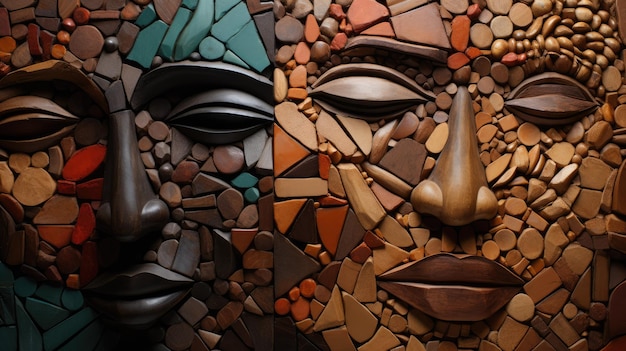 un mosaico de rostros que representan los diversos grupos étnicos de Indonesia