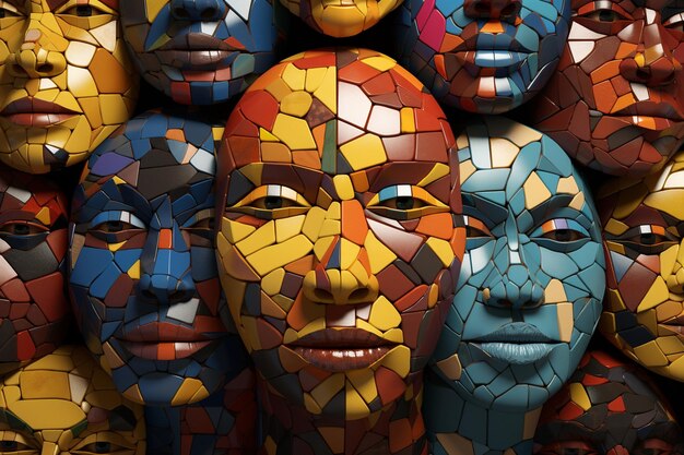 Foto un mosaico de rostros de todo el mundo expresando 00009 01