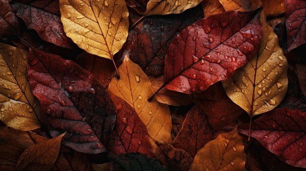 Mosaik aus Herbstblättern im Hintergrund