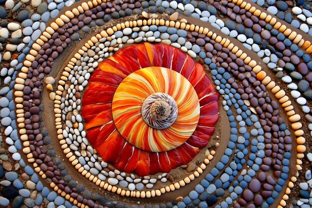 Mosaik aus Muscheln im Sand