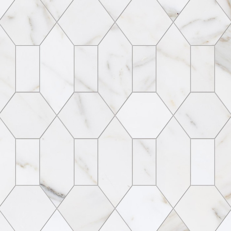 Foto mosaik aus weißem marmor mit achteckiger fliese
