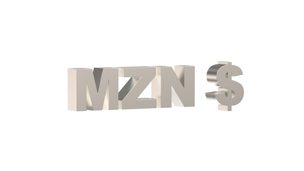 Foto mosambik metical mzn währungssymbol von mosambik in metallic-silber