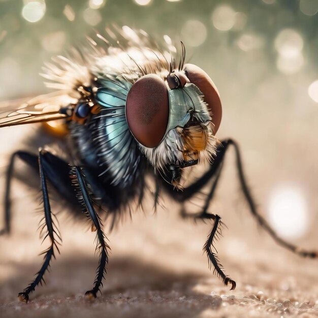 Mosca blanco bokeh abstracto y partículas en fondo brillante